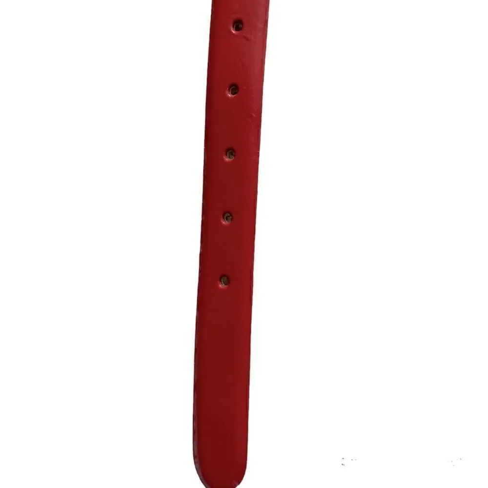 Perry Ellis Red & Gold Leather Belt Size XL